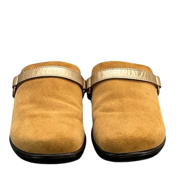 Vionic Tan Suede Leather Slip On Comfort Wedge Heel Clog Mule Women 6 - Picture 3 of 8